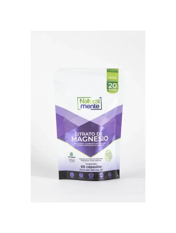 Citrato de Magnesio de Naturalmente | Suplemento Alimenticio Mineral |  60 cápsulas 800 mg