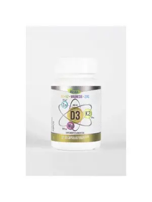 D3 + K2 + Magnesio + Zinc de Vidanat | Suplemento Alimenticio para Huesos e Inmunidad | 30 Capsulas Gelatina Blanda de 1100 mg