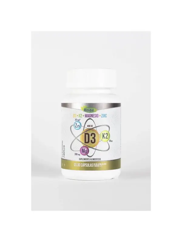 D3 + K2 + Magnesio + Zinc de Vidanat | Suplemento Alimenticio para Huesos e Inmunidad | 30 Capsulas Gelatina Blanda de 1100 mg