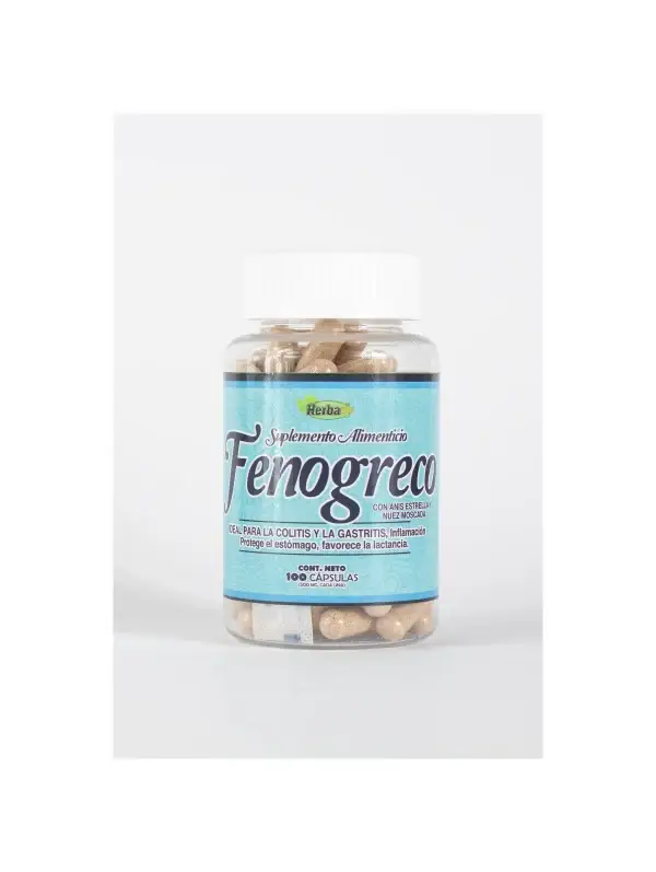 Fenogreco de Herba+ | Suplemento Alimenticio Fenogreco con Anis Estrella y Nuez Moscada | 100 Capsulas 500 mg
