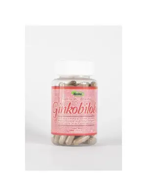 Ginkobiloba Suplemento Alimenticio de Herba+ | Potencializa la Memoria, Previene Accidentes Cerebrovasculares, Ayuda al Flujo Sanguíneo | 100 Capsulas 500 mg