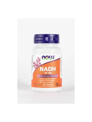 NADH 10 mg con D-Ribosa de Now | Favorece la producción natural de energía celular | 60 Cápsula