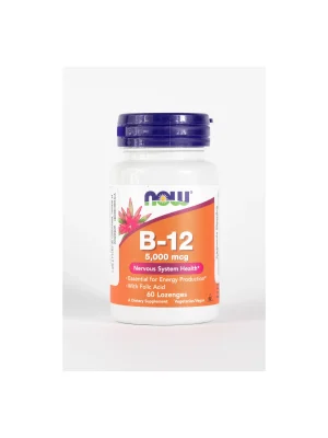 Vitamina B-12 5000mcg de NOW Foods - Apoyo para la función del Sistema Nervioso | 60 pastillas veganas