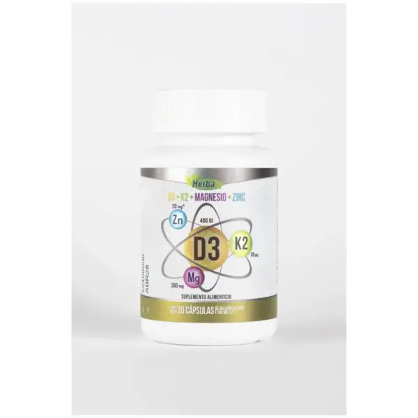 D3 + K2 + Magnesio + Zinc de Herba+| 30 Capsulas 1100 mg