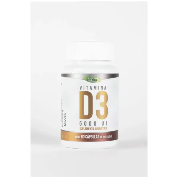 Vitamina D3 5000 UI de Herba+ | 60 Capsulas 180 mg